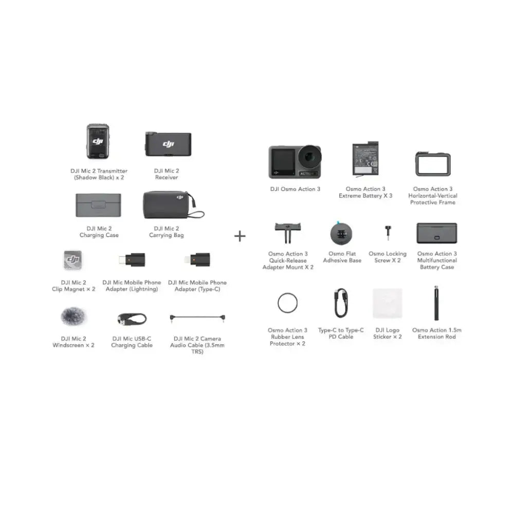 Dji Mic 2 (2Tx + 1Rx) Osmo Action 3 Adventure Combo