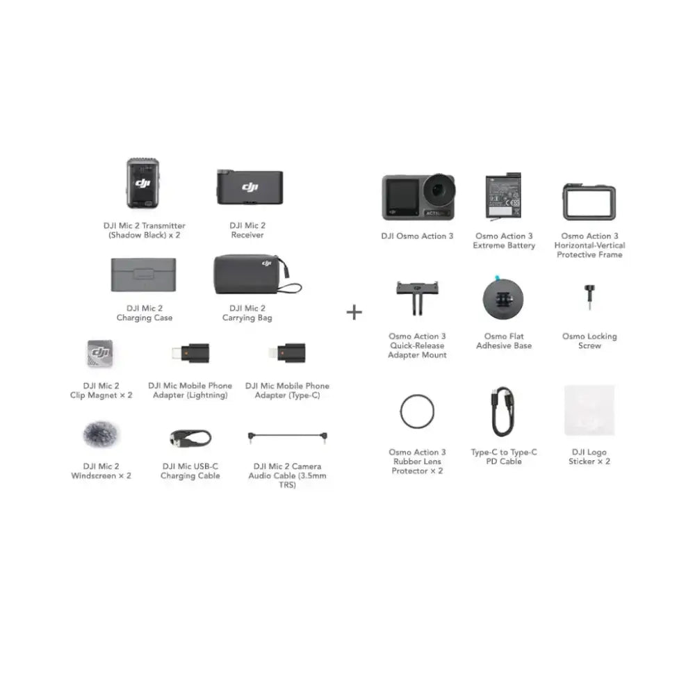 Dji Mic 2 (2Tx + 1Rx) Osmo Action 3 Standard Combo