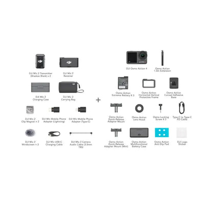 Dji Mic 2 (2Tx + 1Rx) Osmo Action 4 Adventure Combo