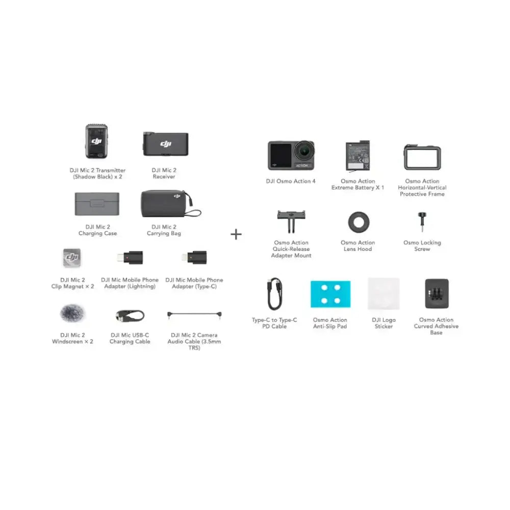 Dji Mic 2 (2Tx + 1Rx) Osmo Action 4 Standard Combo