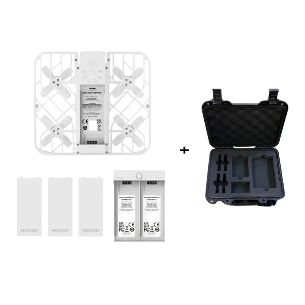 Hoverair X1 Pocket-Sized Self-Flying Camera 3 Battery + Hard Case / White